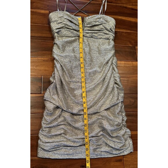 Arden B Vintage Glitter Dress L Large Gold Silver Ruffles Rhinestone Straps - Picture 12 of 16